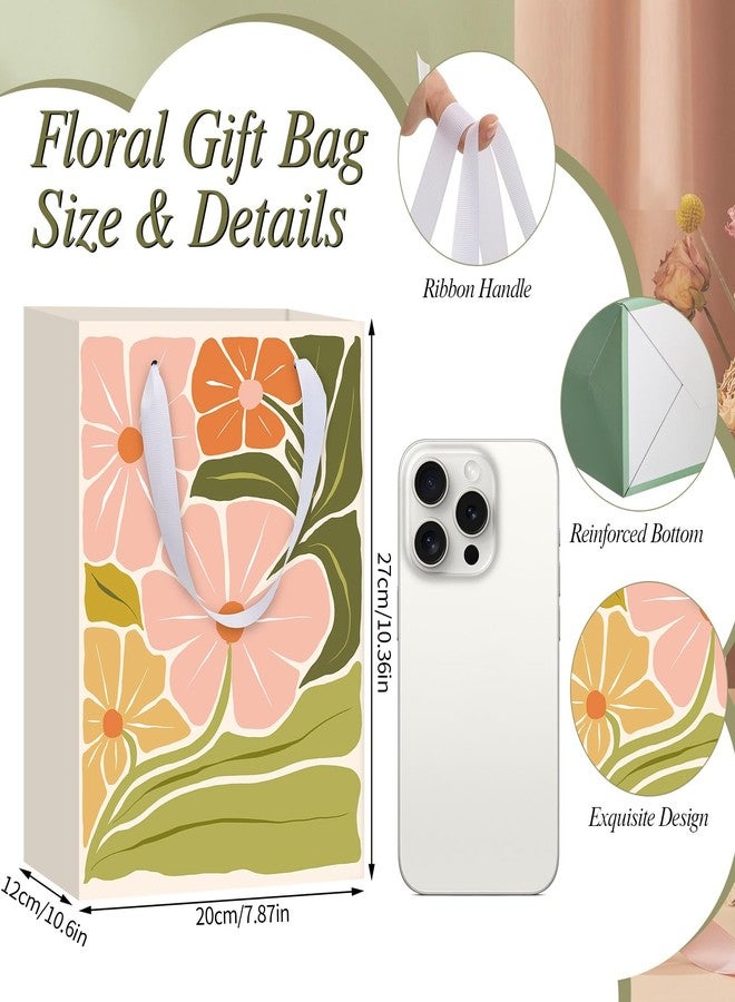 woric 10.6" Matisse Flowers Gift Bags with Tissue Paper, 4 Colors Medium Gift Bag with Greeting Cards for Mother's Day Birthdays Bridal Showers Weddings(10.6x7.87x4.7in) - Image 3