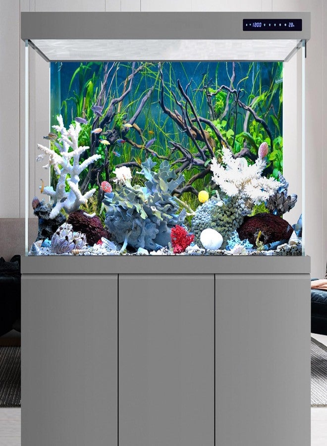 AWERT 72x24 inches Tropical Fish Tank Background River Bed & Lake Aquatic Plant Undersea Tree Branch Aquarium Background Vinyl - Image 5