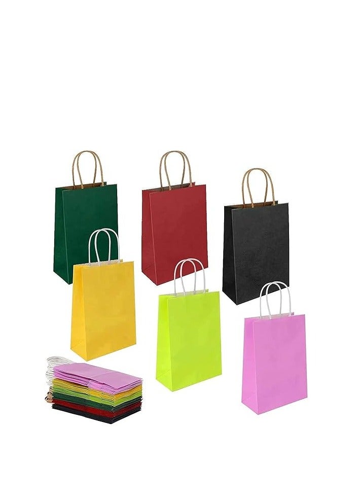 كول بيبي 12 قطعة من أكياس الهدايا متوسطة الحجم من ورق الكرافت مع مقابض لهدايا الحفلات 21 × 27 × 11 سم، ألوان متنوعة ومتعددة الألوان - Image 1