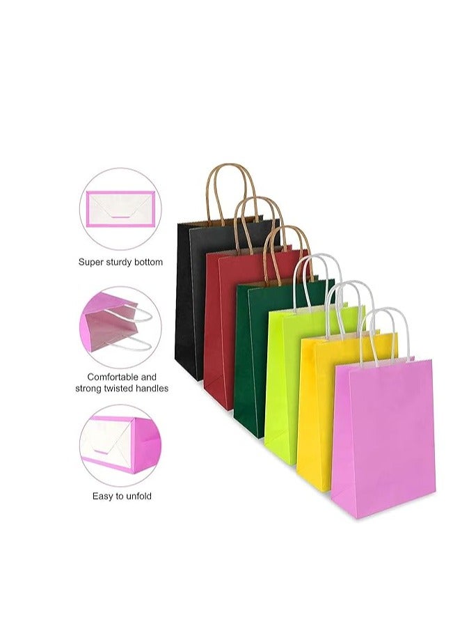 كول بيبي 12 قطعة من أكياس الهدايا متوسطة الحجم من ورق الكرافت مع مقابض لهدايا الحفلات 21 × 27 × 11 سم، ألوان متنوعة ومتعددة الألوان - Image 2