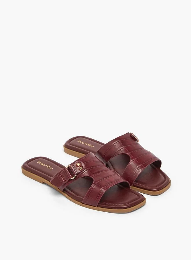 بابريكا Women Buckle Accent Flat Sandals