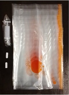 Generic Set of 10 pcs Vacuum Food Sealer Ziplock Bag With Hand Pump and Sealing Clips  - Image 1