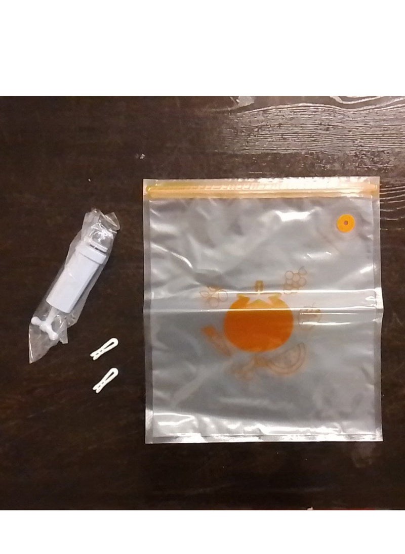 Generic - Set of 10 pcs Vacuum Food Sealer Ziplock Bag With Hand Pump and Sealing Clips - Image 1