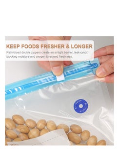 Generic Set of 10 pcs Vacuum Food Sealer Ziplock Bag With Hand Pump and Sealing Clips  - Image 3
