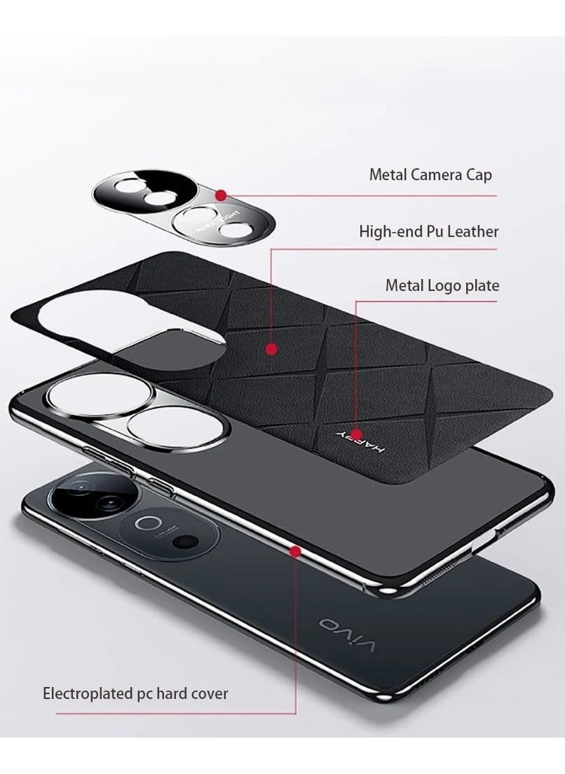 General Case Compatible with Vivo V40 Pro 5G, Ultra-thin Plain Leather Electroplated Frame Anti-Fingerprint Anti-fall Camera Lens Protection Cover for Vivo V40 Pro  - Image 2