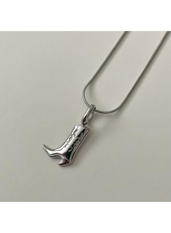 European And American Denim Boots Pendant Necklace Retro Style Jewelry Furnace Vacuum Electroplating 8k Real Gold