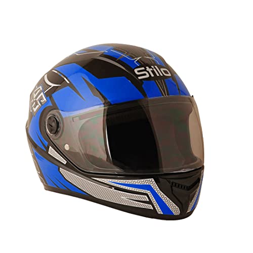 Sage Square ISI Certified ABS Clear Visor, High Standard Safety, Enhanced Design, Extra Comfort, Enhanced Design Proud 45 Full Face Graphic Helmet (Large, Black Glossy - Blue) - Image 1