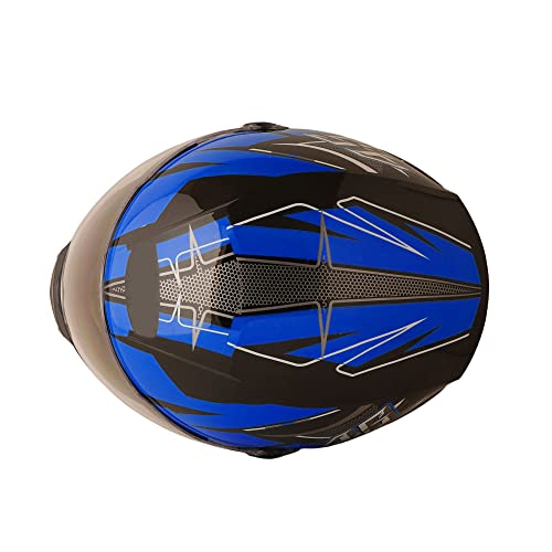 Sage Square ISI Certified ABS Clear Visor, High Standard Safety, Enhanced Design, Extra Comfort, Enhanced Design Proud 45 Full Face Graphic Helmet (Large, Black Glossy - Blue) - Image 4