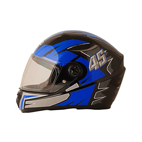 Sage Square ISI Certified ABS Clear Visor, High Standard Safety, Enhanced Design, Extra Comfort, Enhanced Design Proud 45 Full Face Graphic Helmet (Large, Black Glossy - Blue) - Image 3