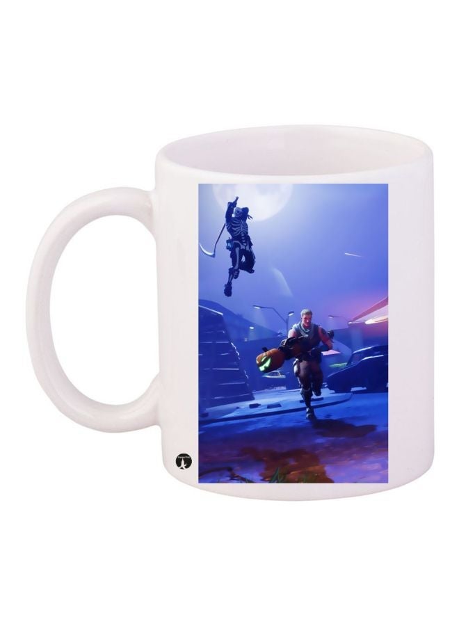 RYN Cartoon Printed Coffee Mug White/Blue/Purple 11ounce