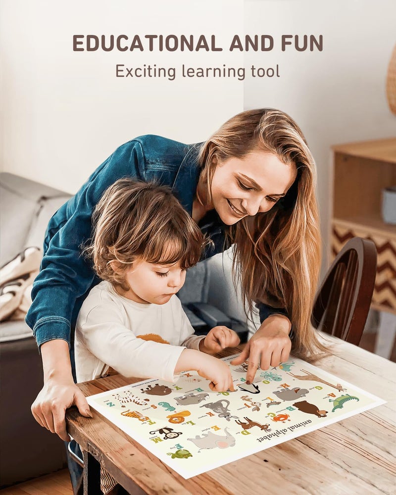 Babebay Disposable Stick-on Placemats 60 Pack for Baby & Kids & Toddler, Sticky Placemats Restaurant Table Mats 12" x 18" (Animal Alphabet) - Image 2