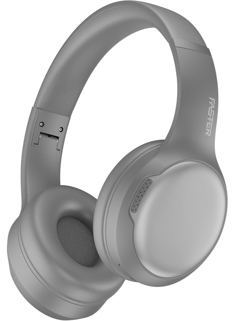 Faster S5-Pro ANC+ENC Wireless Over-Ear Headphones, Bluetooth 6.0+EDR, Low Latency Music Gaming, 3EQ Sound, Voice Assistant, 40mm Drivers, 62H Playtime, Adjustable Headband (Grey) - Image 1