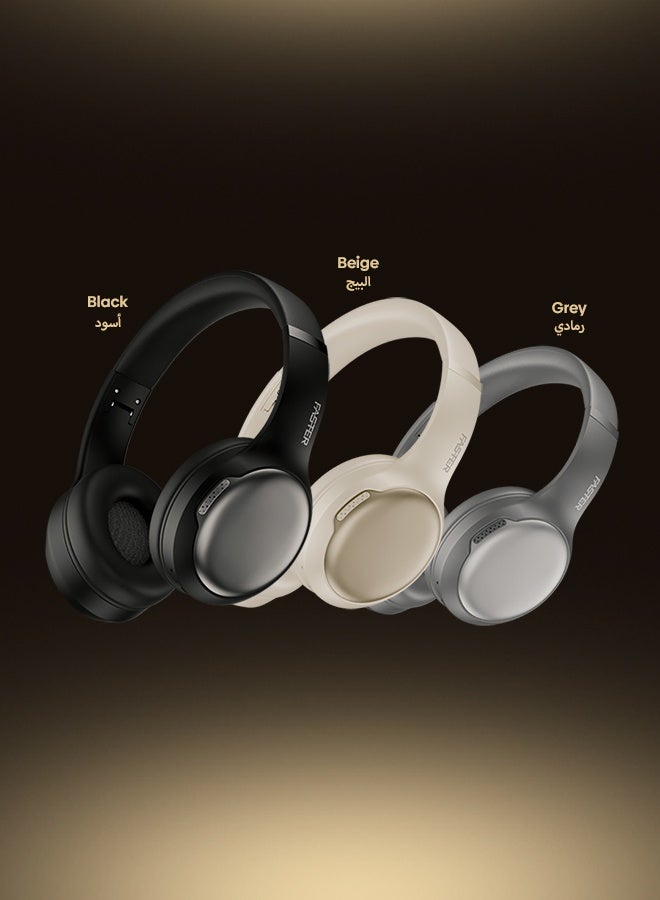 Faster S5-Pro ANC+ENC Wireless Over-Ear Headphones, Bluetooth 6.0+EDR, Low Latency Music Gaming, 3EQ Sound, Voice Assistant, 40mm Drivers, 62H Playtime, Adjustable Headband (Grey) - Image 5