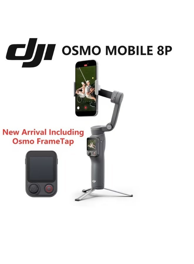 Dji World DJI Osmo Mobile 8P Advanced Tracking Combo 3-Axis Smartphone Gimbal Stabilizer with Multifunctional Module 2, ActiveTrack 8.0, Osmo FrameTap Remote Screen, Built-in Extension Rod & Tripod, 10-Hour Battery - Image 1