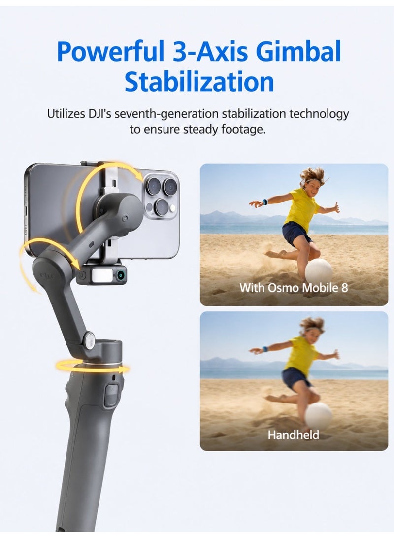 Dji World DJI Osmo Mobile 8P Advanced Tracking Combo 3-Axis Smartphone Gimbal Stabilizer with Multifunctional Module 2, ActiveTrack 8.0, Osmo FrameTap Remote Screen, Built-in Extension Rod & Tripod, 10-Hour Battery - Image 5