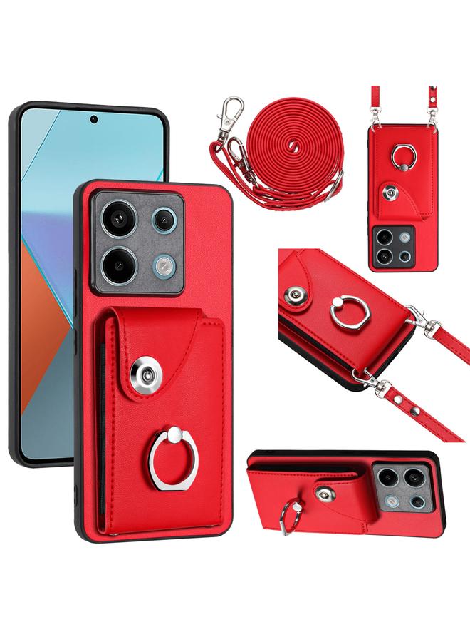 The Bros Case For Xiaomi Redmi Note 13 Pro 5G Global Organ Card Bag Ring Holder Phone Case with Long Lanyard