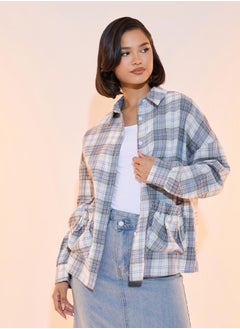 Take Two Checked Front Pocket Oversized Shirt  - Image 2