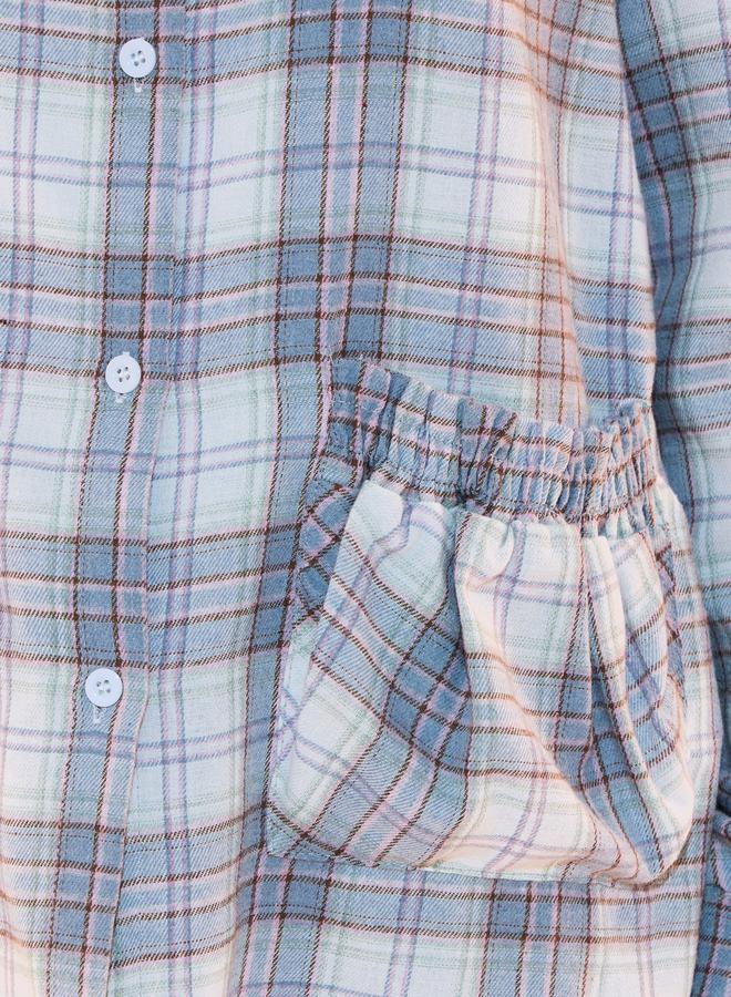 Checked Front Pocket Oversized Shirt