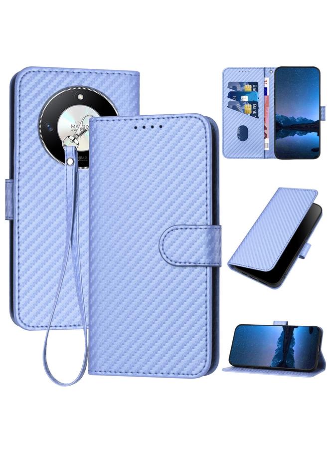 اس-توب جراب هاتف Honor X50 YX0070 مصنوع من ألياف الكربون ومشبك من الجلد مع حبل تعليق - Image 1