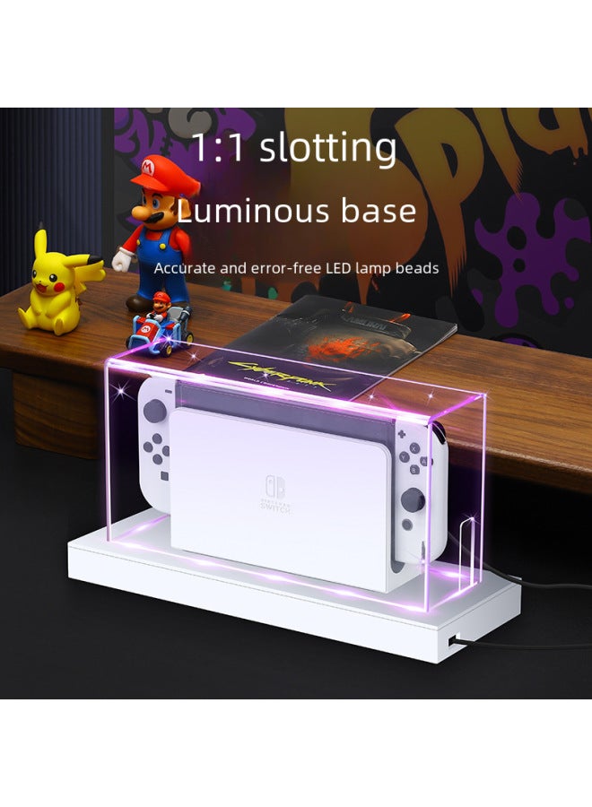 general Dustproof Acrylic Shell Cover Lighted Base Box For Nintendo Switch Oled Protective Case Glowing Stand Console Accessories-Product Color:20 Color Dust Cover Luminous Base - Image 3