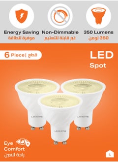 LAWAZIM 5W LED Spot GU10 -6 Piece 3000K Warm White- Energy Saving 55W Equivalent Non-Dimmable Lightbulbs with 350 Lumens and a Lifespan of 15,000 Hours -Ideal for Ceiling Lights and Recessed Fixtures  - Image 3