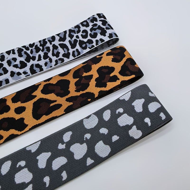 A Pack of 4.5cm 1.77in Leopard Gray Elastic Band for Pants Skirt Waistband Rubber Band Hair Band Multicolor Printed - Image 5