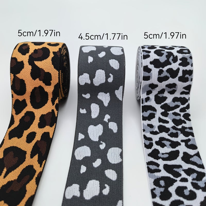 A Pack of 4.5cm 1.77in Leopard Gray Elastic Band for Pants Skirt Waistband Rubber Band Hair Band Multicolor Printed - Image 4