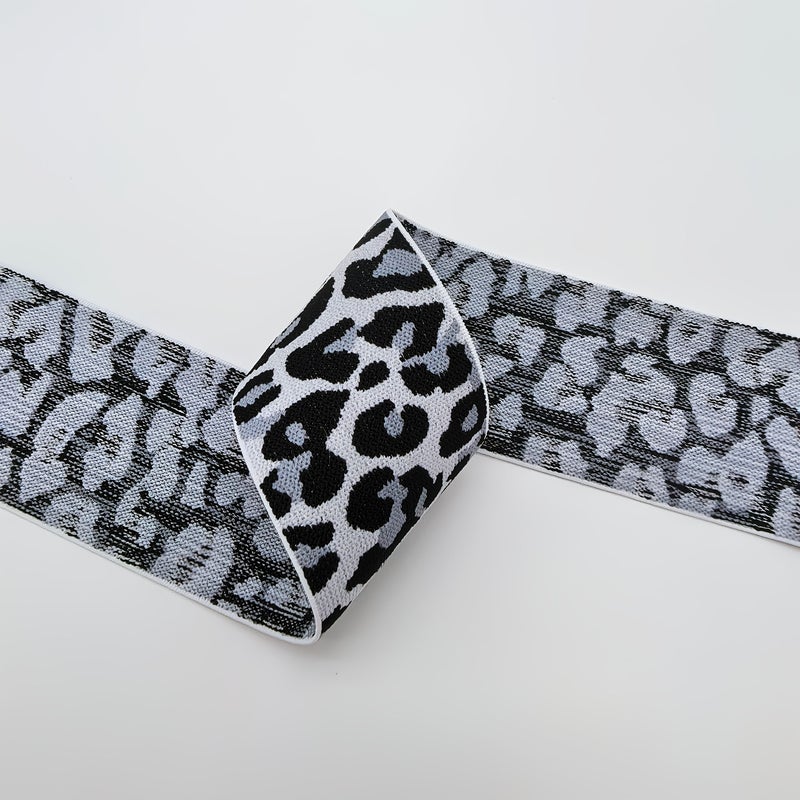 A Pack of 4.5cm 1.77in Leopard Gray Elastic Band for Pants Skirt Waistband Rubber Band Hair Band Multicolor Printed - Image 3
