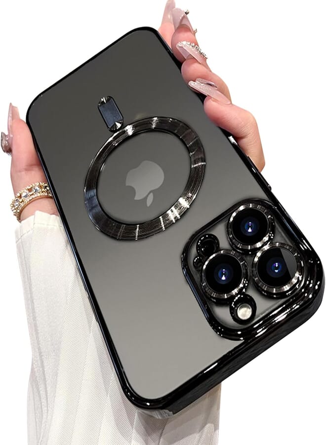 OOK AWH Case Compatible for iPhone 14 Pro Max with Camera Lens Protector (Compatible with MagSafe) Anti-Scratch Shockproof Protective Electroplated iPhone 14 Pro Max Case for Women Men - Black