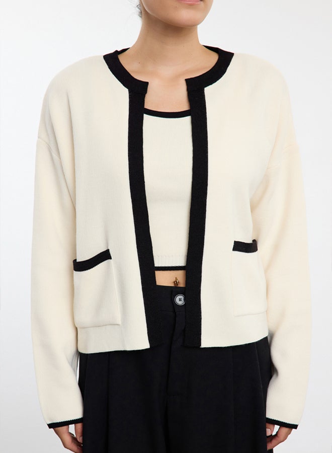 trendyol Stone Color Block Knitwear 2Piece BlouseCardigan Set - Image 3