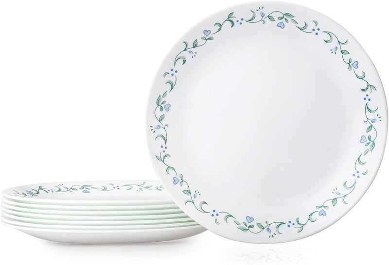 Corelle طقم أطباق عشاء فيتريل 10.25 بوصة، زجاج ثلاثي الطبقات ومقاوم للكسر، أطباق دائرية خفيفة الوزن، 8 قطع ريفية - Image 1