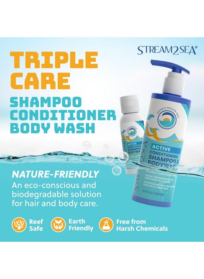 STREAM 2 SEA Non Toxic Shampoo And Conditioner Body Wash 3 In 1 For Swim Reef Safe Swimmers Shampoo For Men Women Or Kids All Natural Organic Shampoo And Conditioner Set With Biodegradable Soap For Camping - Image 3