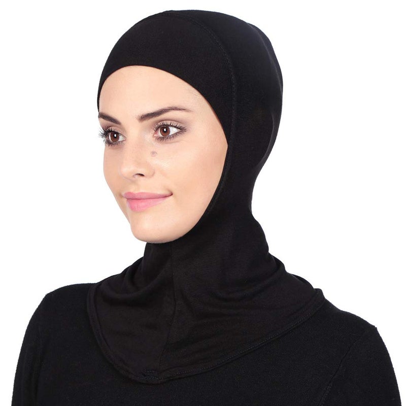 GERINLY Black Under Hijab Scarf Women's Ninja Jilbab Cap Stretch Full Neck Coverage Hijabs for Sport Tight Swim Hijab Easy (Black) - Image 1