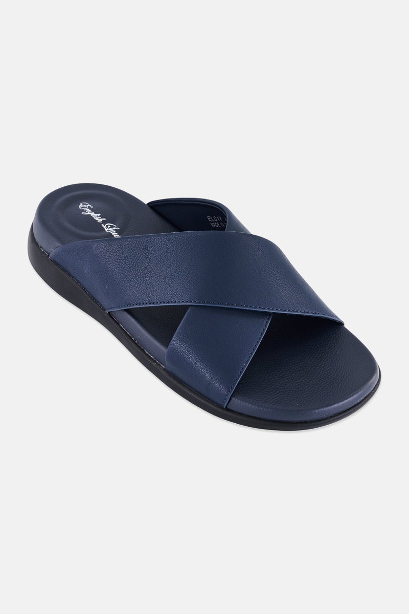English Laundry Men Slip On Arabic Sandals, Navy - Image 1