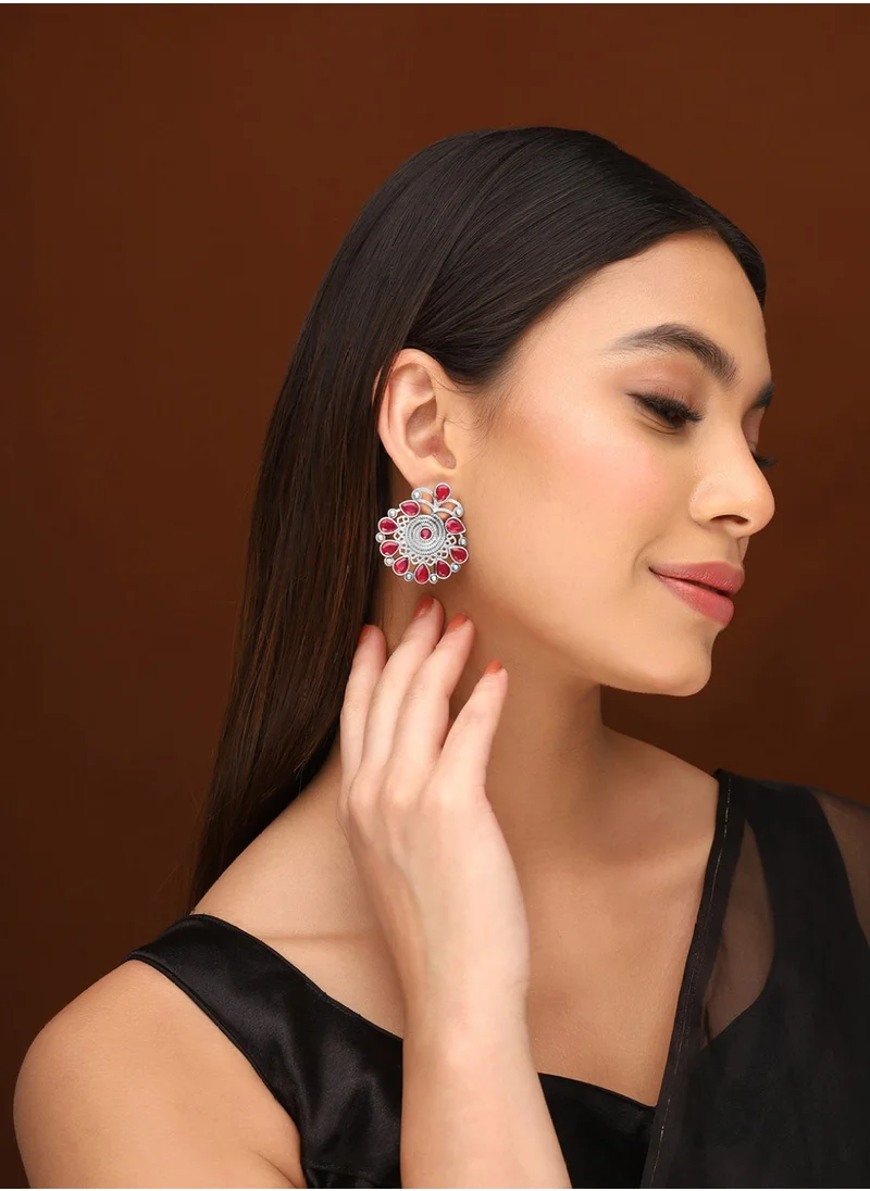 Priyaasi Stone Studded Oxidised Contemporary Studs Earrings