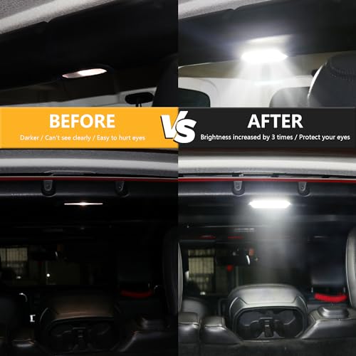 RERPRO مصابيح سقف داخلية LED بديلة لمصابيح القراءة متوافقة مع جيب رانجلر JL 2018-2025 4 أبواب ملحقات مقعد خلفي ضوء سقف صندوق الأمتعة خريطة ضوء سقف 6500K أبيض 18 LED - Image 2