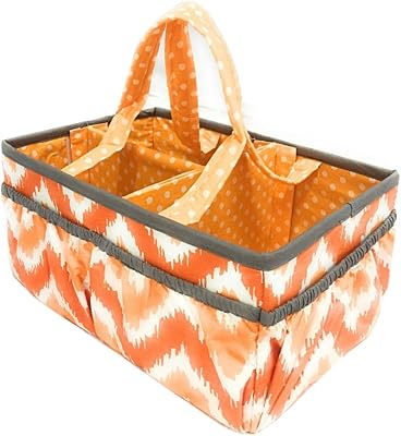 Bacati Mix and Match Unisex Nursery Fabric Storage Caddy with Handles, Orange - Image 1