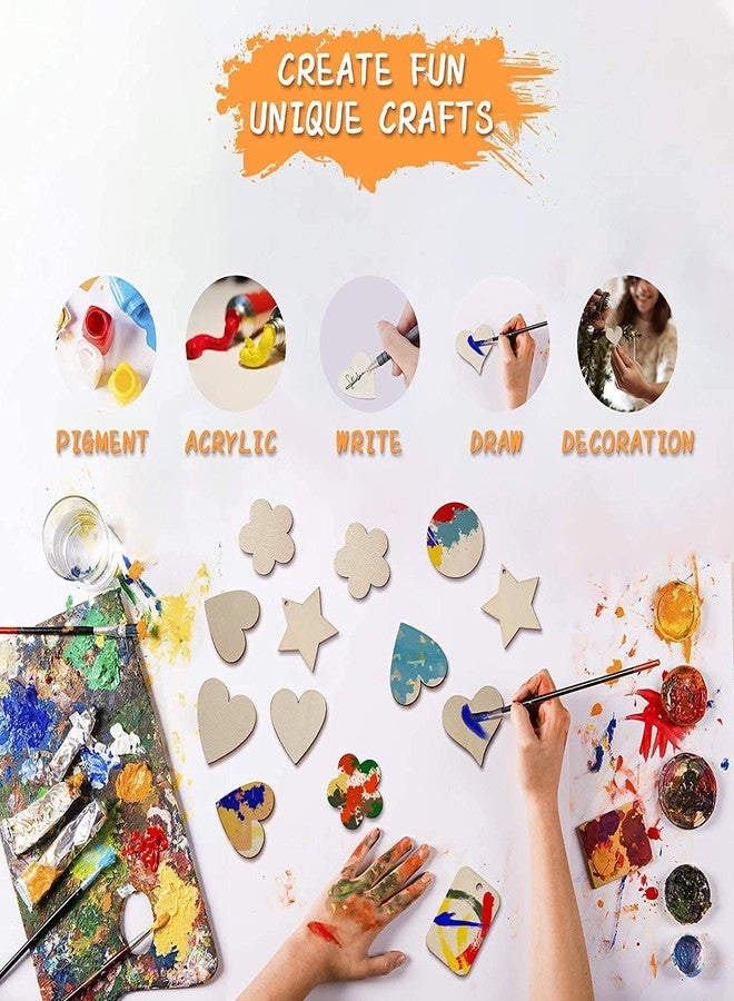 ROOT KRAFT Pine Wood MDF Cutouts Unfinished Tags for Key Chain, Slices for Art & Crafts, Xmas Hanging Decorations, Painting Wood Craft, MDF Plains, Resin Art Work (10pcs Each Shape) (5cm) - Image 2