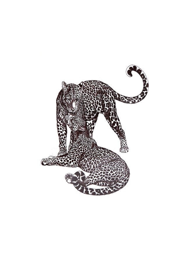 BETTERLINE 6 Cool Black Large Temporary Tattoos (+2 Small Tattoos) - Owl, Tiger, Cheetah, Wolf, Centaur, Woman Angel - Tattoos for Arms Legs Shoulder or Back - Image 2