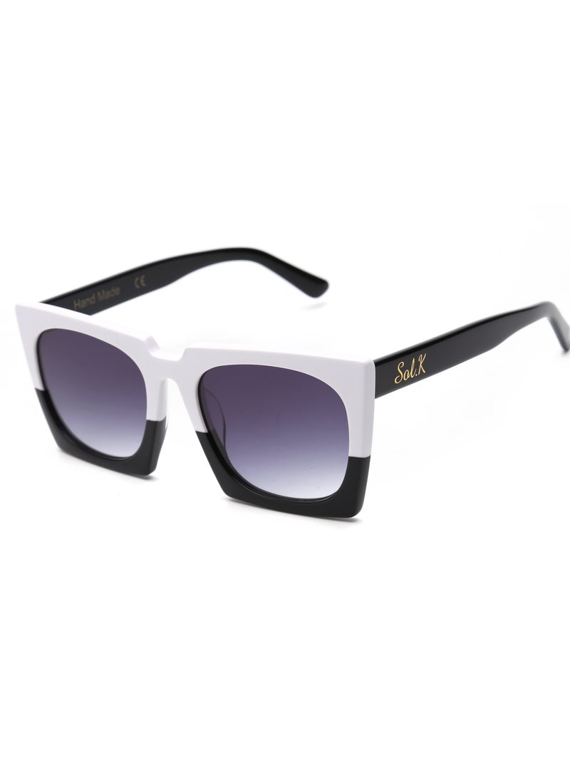 SOL.K Glamour-K Sol.K Sunglasses - Gradient Smoke Lenses with Black & White Frame, Artistic Design, CR-39 Lenses, UV400 Protection - Image 2