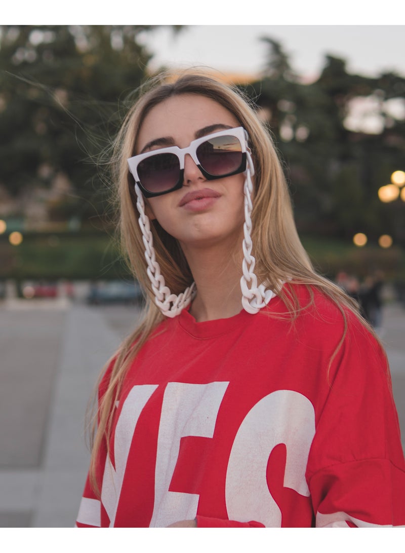 SOL.K Glamour-K Sol.K Sunglasses - Gradient Smoke Lenses with Black & White Frame, Artistic Design, CR-39 Lenses, UV400 Protection - Image 3