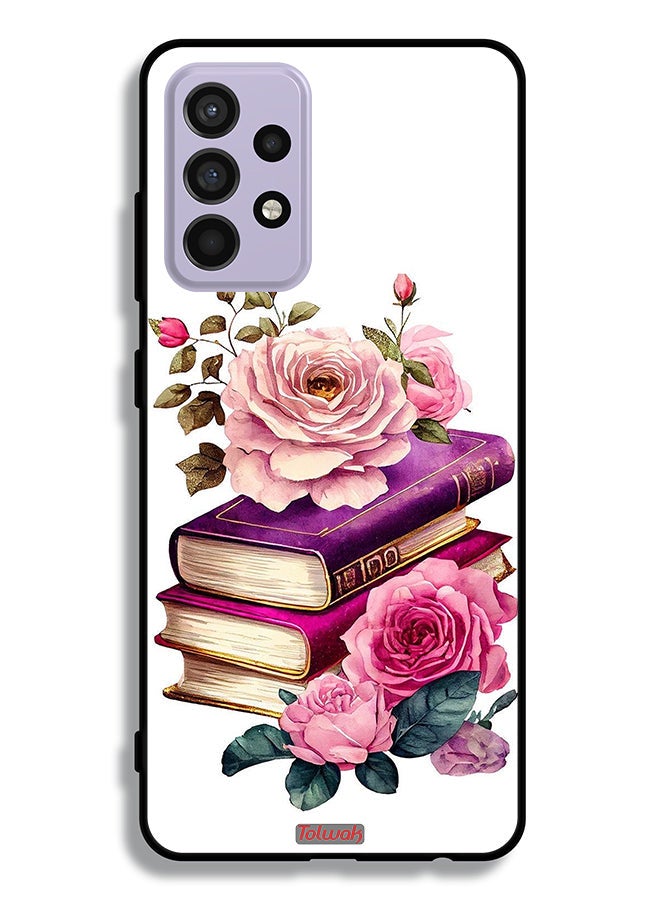Tolwak غطاء حماية لجهاز سامسونج جالاكسي A52 5G مزين بالورود والكتب - Image 1