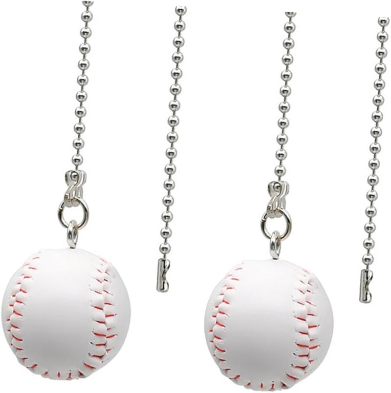 قطعتان من سلسلة سحب مروحة السقف النحاسية على شكل بيسبول، زخرفية، سهلة التركيب، بديلة - Image 2