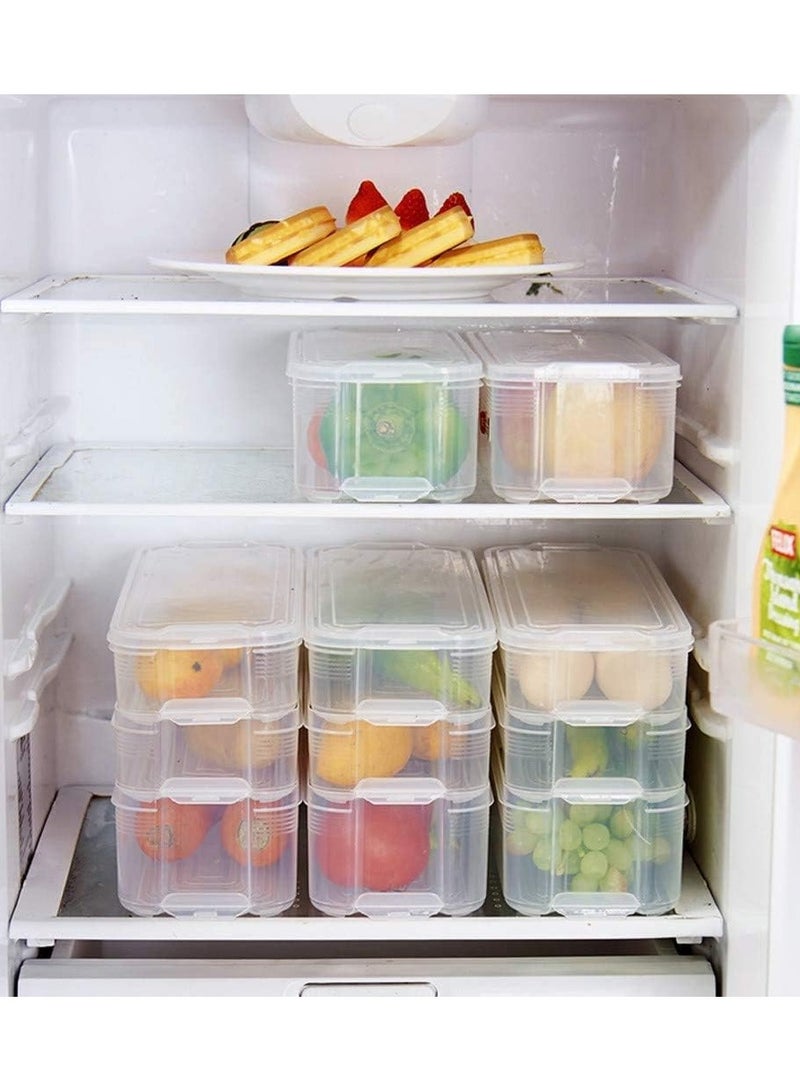 3-Layer Stackable Refrigerator Storage Bins with Lids - Green Plastic Fridge Organizer Boxes for Kitchen Cabinet Food Storage - Image 3