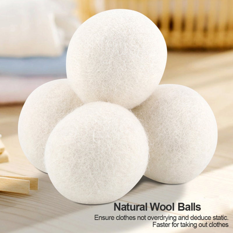 6Pcs 6cm Natural Wool Balls Water Absorption Eliminates Static Laundry Replacement - Image 2