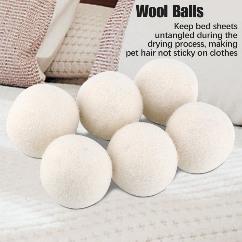 6Pcs 6cm Natural Wool Balls Water Absorption Eliminates Static Laundry Replacement - Image 3