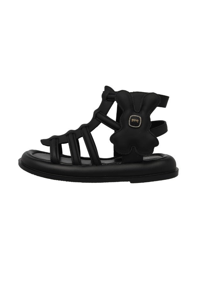 لاكي كيدز الحظ للأطفال البنات ساندال مسطحة مفتوحة إصبع القدم الحزام مقاوم للماء ساندال الكاحل مع السحاب الجانبي للأطفال الصغار - Image 2