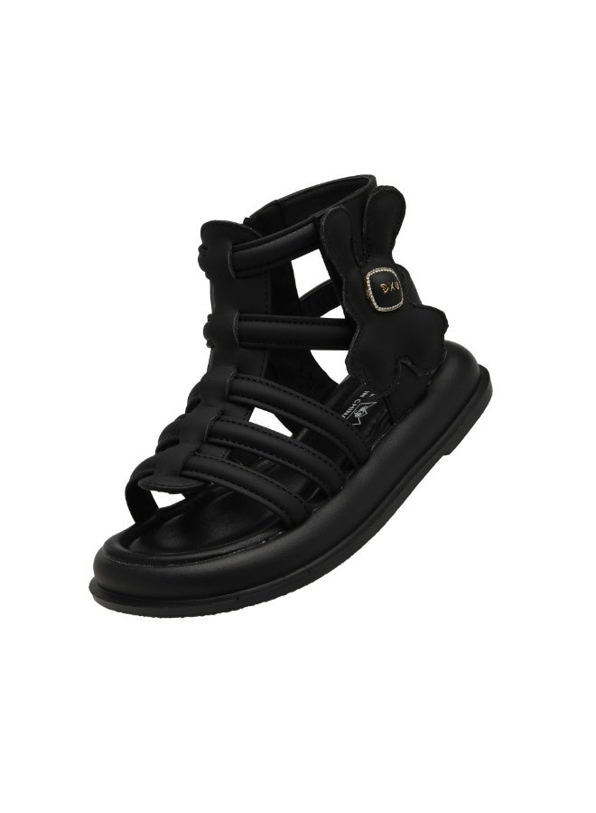 لاكي كيدز الحظ للأطفال البنات ساندال مسطحة مفتوحة إصبع القدم الحزام مقاوم للماء ساندال الكاحل مع السحاب الجانبي للأطفال الصغار - Image 1