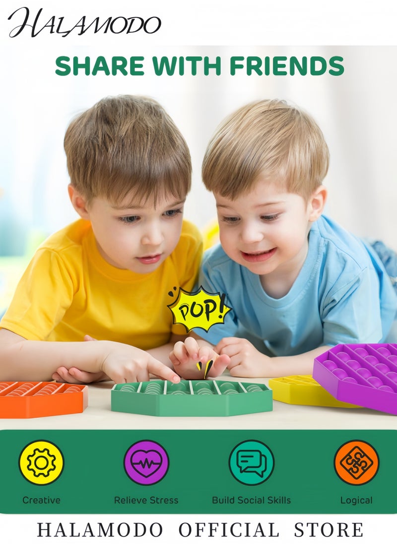 HALAMODO - Pop Fidget Sensory Toys Autism Special Needs Stress Relief Silicone Pressure Relieving Toys Durable & Washable Soft Silicone Squeeze Fidget Toy for Kids Children Adults - Image 1