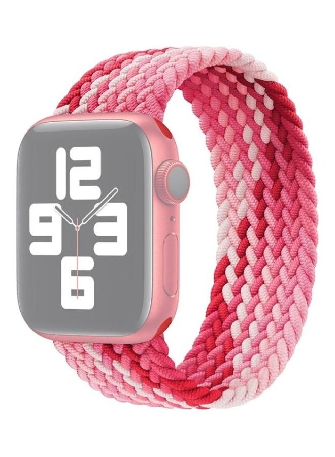 NIBEMINENT Single Loop Weaving Nylon Replacement Watchband, Size: M 145mm for Apple Watch Series 7/6/SE/5/4/3/2/1 38/40/41mm Strawberry Red - Image 1